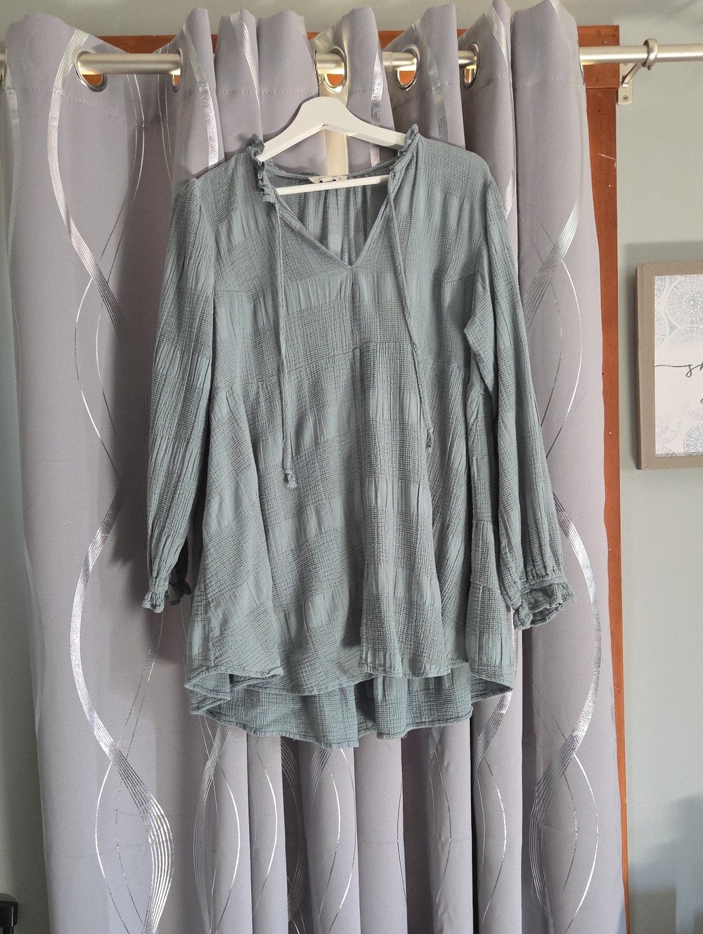 Umgee Women's Sage Green Peasant Blouse 1X
